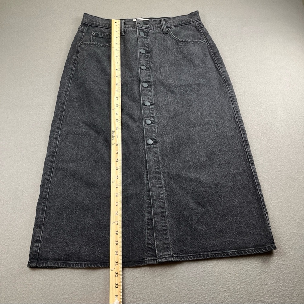 Universal Thread Black Denim Button-Front Midi Sk… - image 2